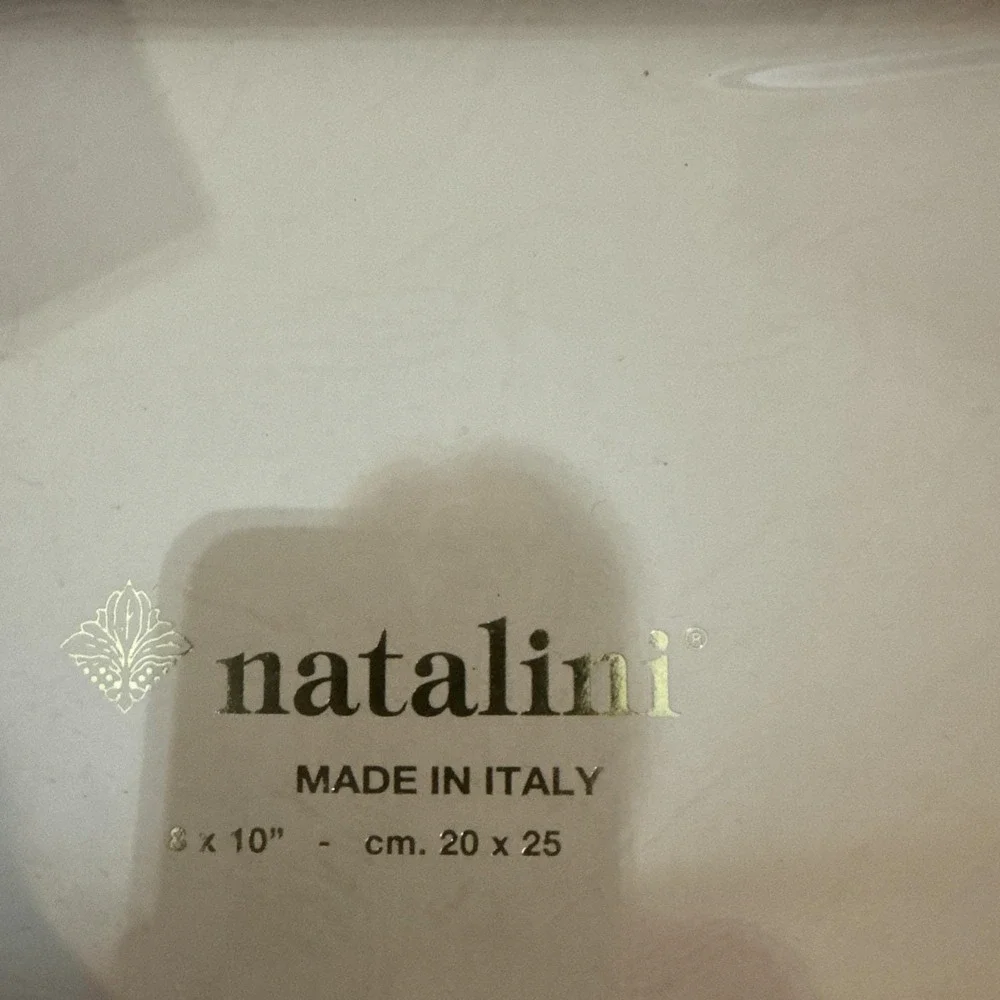Vintage Natalini Italy 8 X 10 Inlaid Green and Gold Frame Pink Felt Back NWT